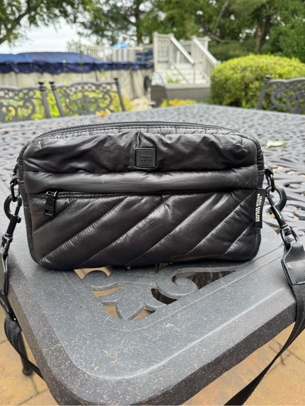 Think Rolyn Black Quilted Crossbody Bag